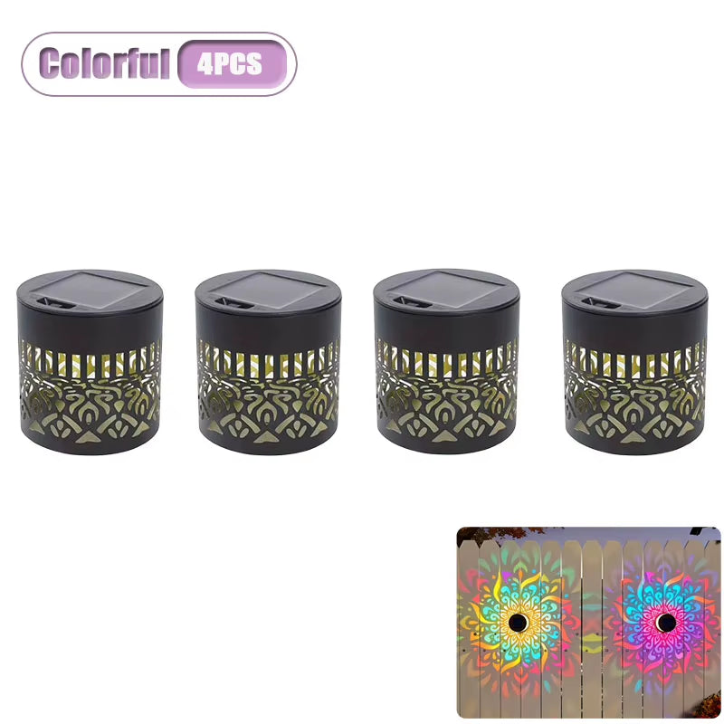 1/4Pcs Solar Powered Flower Wall Lamp Sunflower Design Mandala Pattern Outdoor Waterproof Garden Decor for Fence Patio