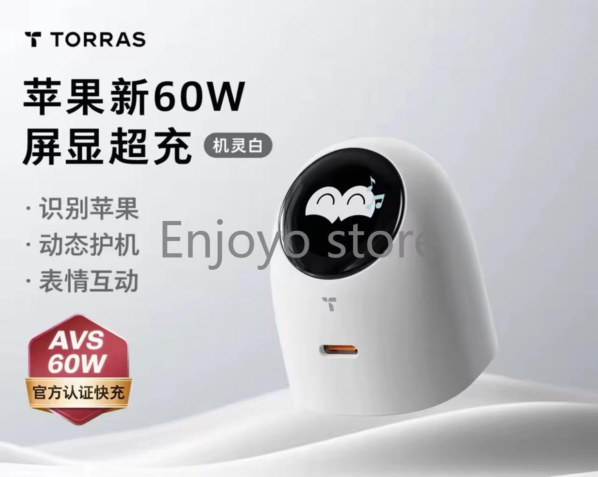 NEW 2026 Torras 60W AVS Certified Fast Charger Type C Charging Kit Digital Screen Display Charger Compatible for Iphone Serious