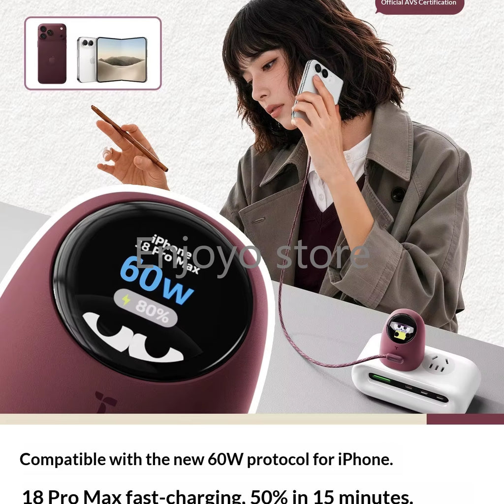 NEW 2026 Torras 60W AVS Certified Fast Charger Type C Charging Kit Digital Screen Display Charger Compatible for Iphone Serious