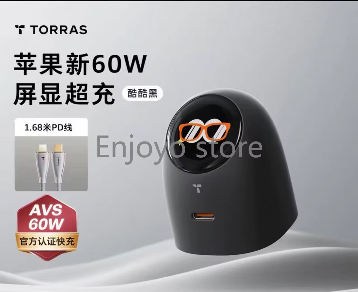 NEW 2026 Torras 60W AVS Certified Fast Charger Type C Charging Kit Digital Screen Display Charger Compatible for Iphone Serious