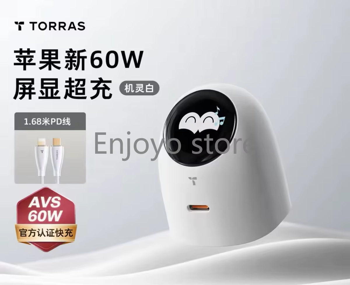 NEW 2026 Torras 60W AVS Certified Fast Charger Type C Charging Kit Digital Screen Display Charger Compatible for Iphone Serious