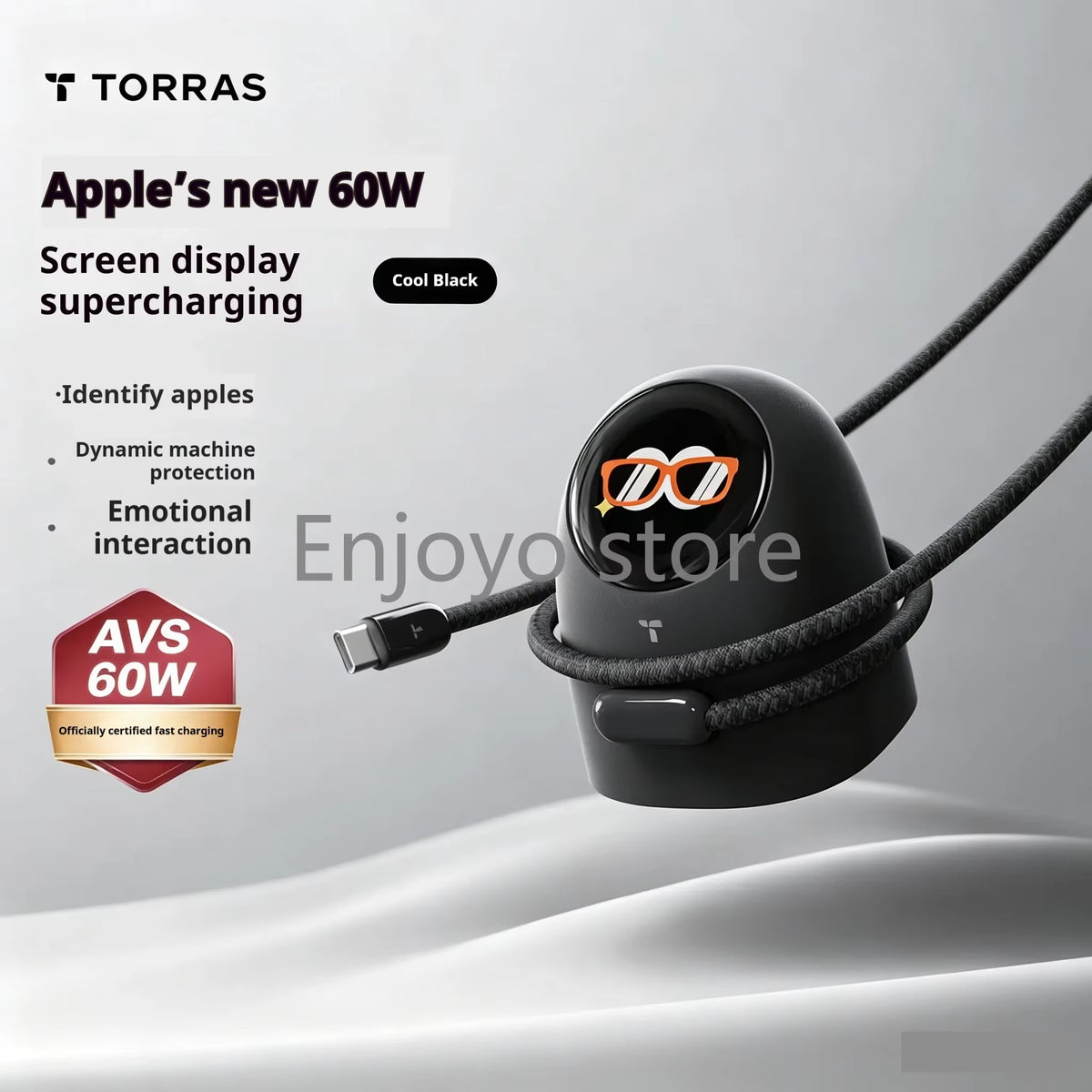 NEW 2026 Torras 60W AVS Certified Fast Charger Type C Charging Kit Digital Screen Display Charger Compatible for Iphone Serious