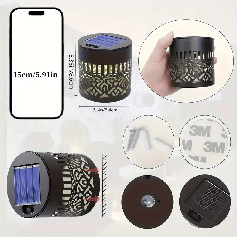 1/4Pcs Solar Powered Flower Wall Lamp Sunflower Design Mandala Pattern Outdoor Waterproof Garden Decor for Fence Patio