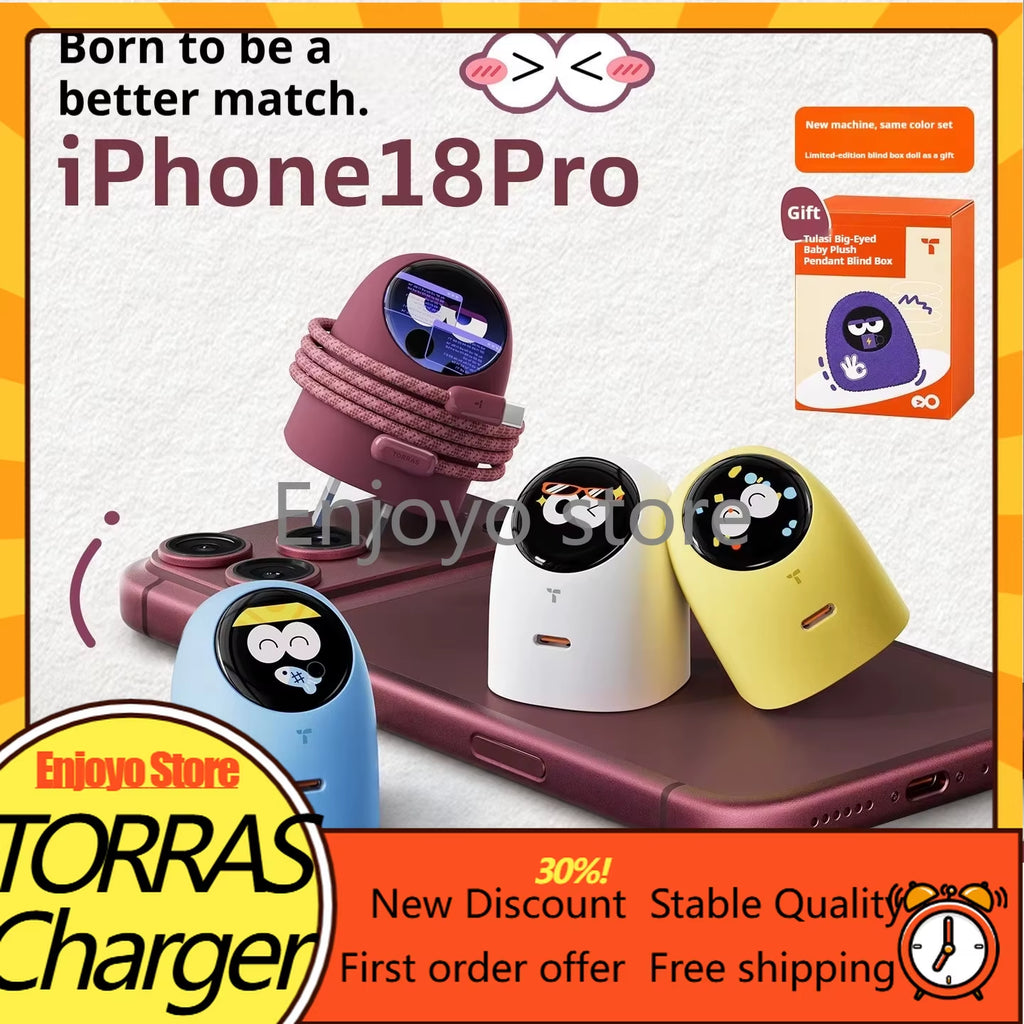 NEW 2026 Torras 60W AVS Certified Fast Charger Type C Charging Kit Digital Screen Display Charger Compatible for Iphone Serious