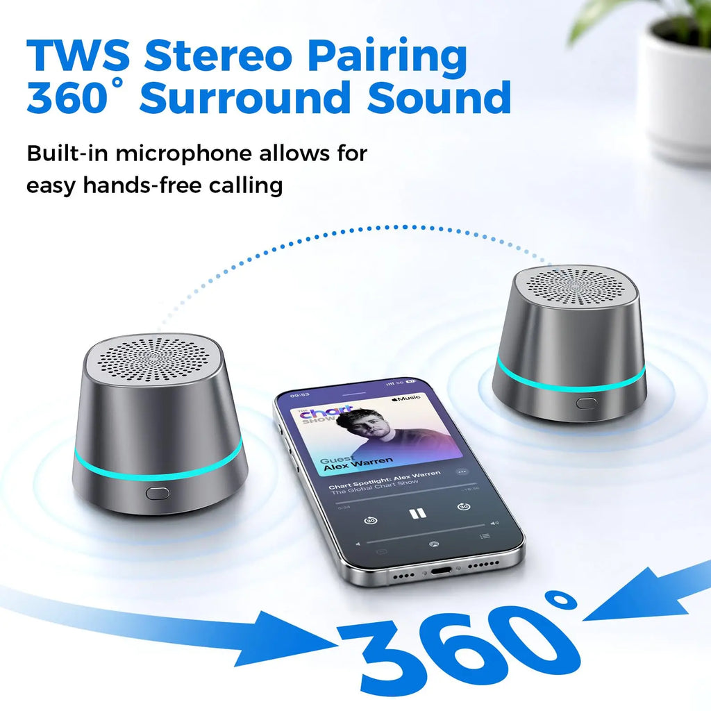 3-In-1 Phone Magnetic Bluetooth Speaker with Wireless Charger 5W Powerful Hifi Mini Bluetooth Speakers with RGB TWS Sound Box