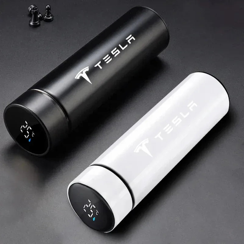 Stainless Steel Portable Smart Thermos Bottle with Temperature Display for Tesla Model X, S, 3, Y Emblem Accessories