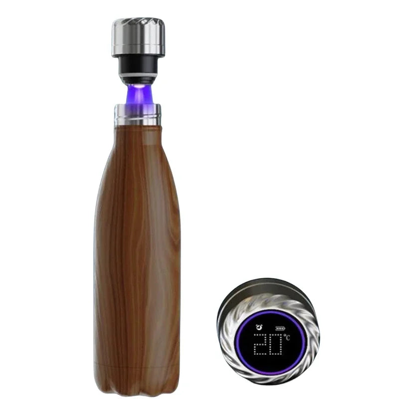 Smart Water Bottle Insulated 500Ml Digital Temperature Display Uv Self Cleaning Reminder to Drink Stainless Steel Thermal Bottle