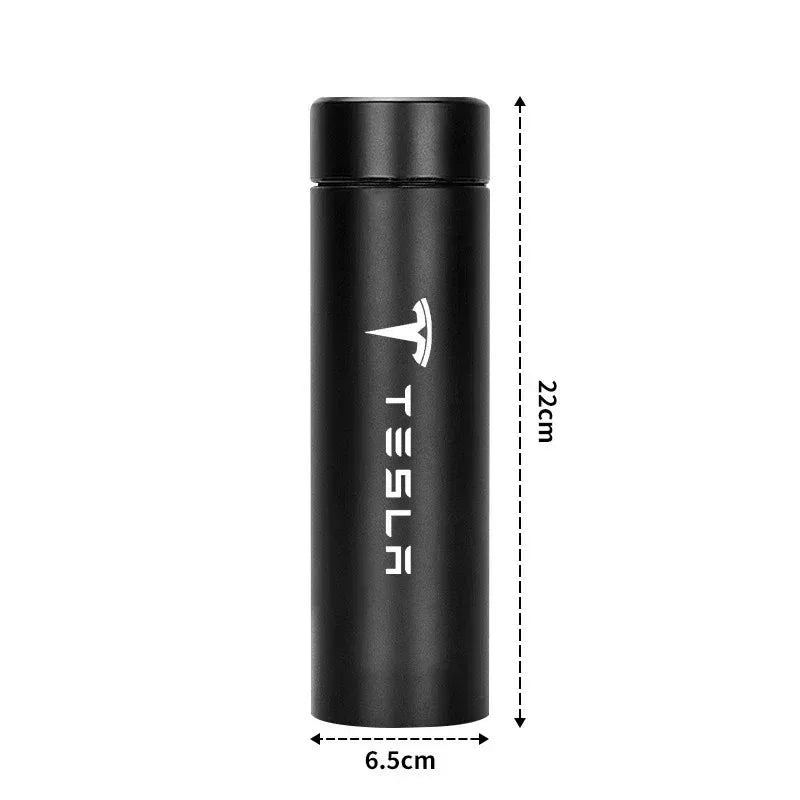 Stainless Steel Portable Smart Thermos Bottle with Temperature Display for Tesla Model X, S, 3, Y Emblem Accessories