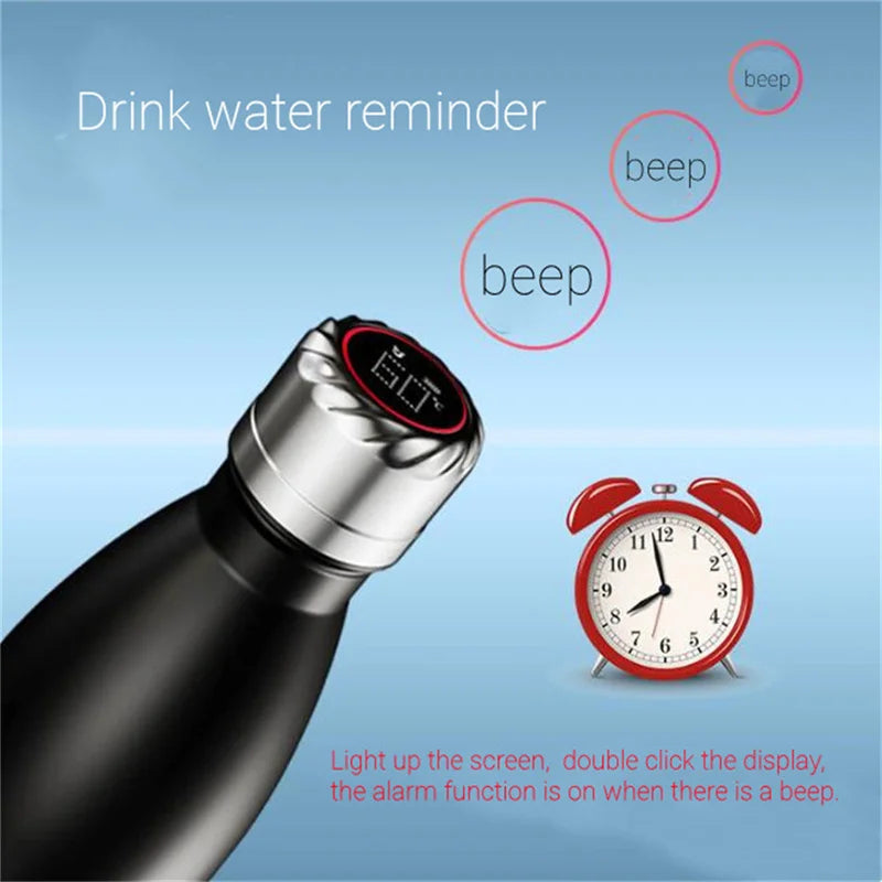 Smart Water Bottle Insulated 500Ml Digital Temperature Display Uv Self Cleaning Reminder to Drink Stainless Steel Thermal Bottle