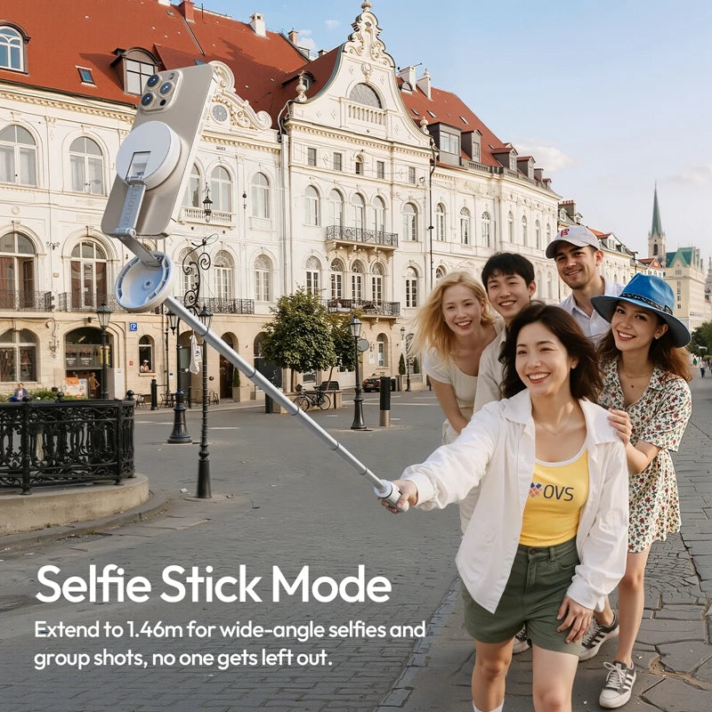 MT-85 Automatic Phone Tripod Magsafe Selfie Stick for Iphone 17 16 15 Pop Open Tripod Floor Stand for Outdoor Travel Vlog
