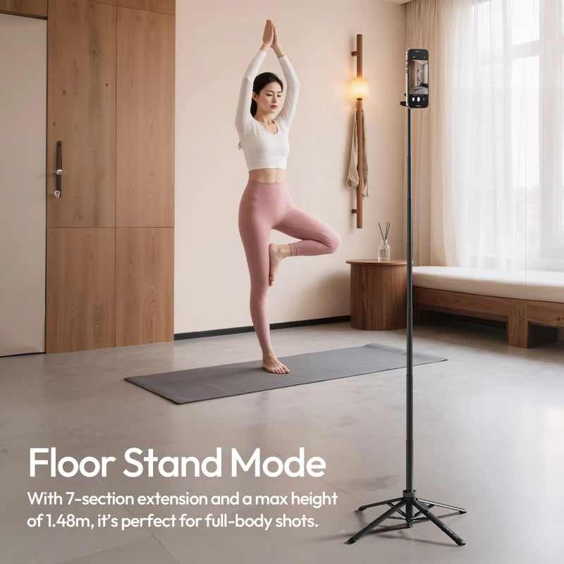 MT-85 Automatic Phone Tripod Magsafe Selfie Stick for Iphone 17 16 15 Pop Open Tripod Floor Stand for Outdoor Travel Vlog