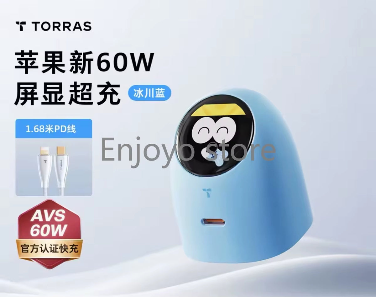 NEW 2026 Torras 60W AVS Certified Fast Charger Type C Charging Kit Digital Screen Display Charger Compatible for Iphone Serious