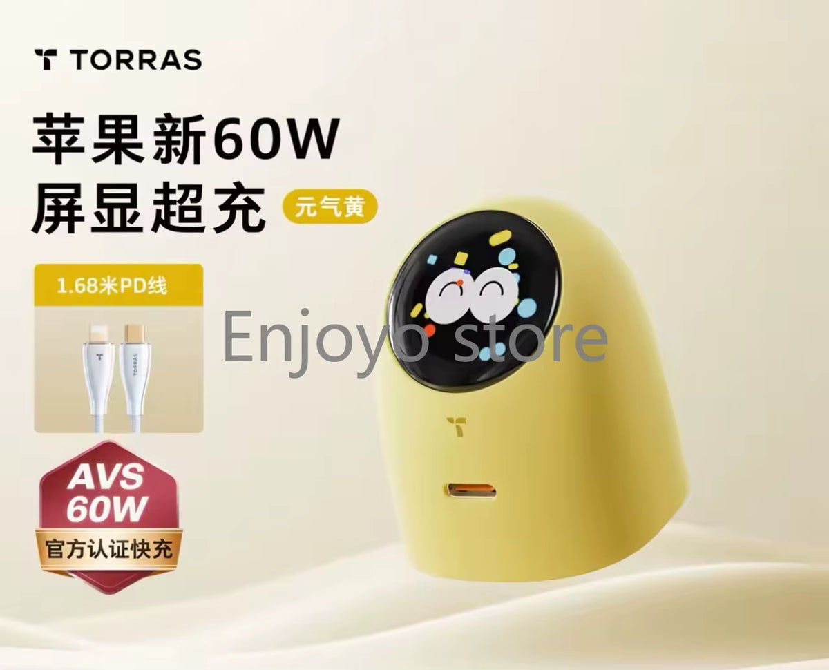 NEW 2026 Torras 60W AVS Certified Fast Charger Type C Charging Kit Digital Screen Display Charger Compatible for Iphone Serious
