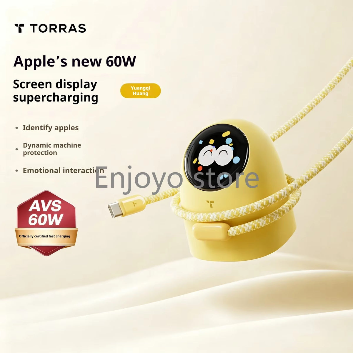 NEW 2026 Torras 60W AVS Certified Fast Charger Type C Charging Kit Digital Screen Display Charger Compatible for Iphone Serious