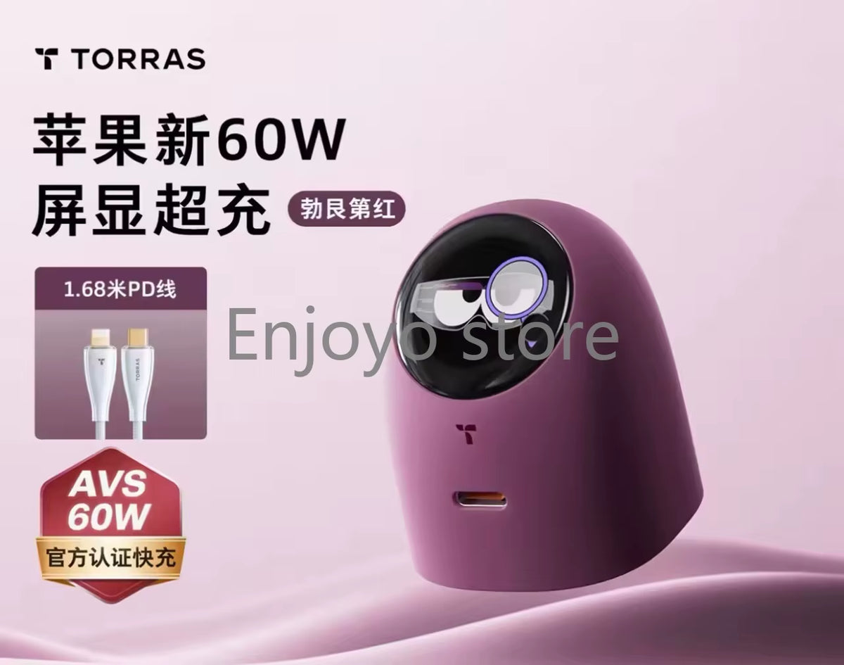 NEW 2026 Torras 60W AVS Certified Fast Charger Type C Charging Kit Digital Screen Display Charger Compatible for Iphone Serious